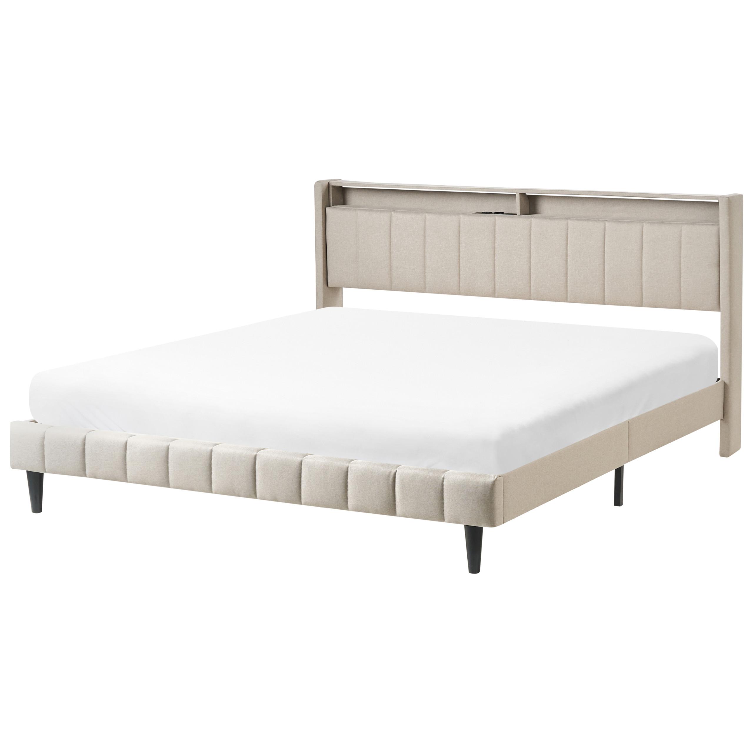 wohnli-moebel-suche-800001908102 Wohnli Möbelsuche - BETT mit LED 180/200 cm Stoff Hellbeige Beaulieu