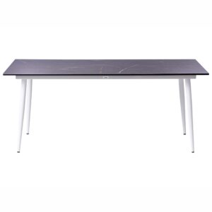 wohnli-moebel-suche-800001908178-1 GARTENTISCH 180/90 cm Marmor Optik Grauer Marmor Tolentino Kunststoff Beliani Möbel > Tische > Esstische Grau