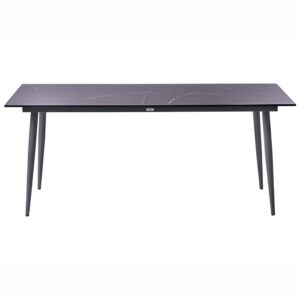 wohnli-moebel-suche-800001908182-1 GARTENTISCH 180/90 cm Marmor Optik Grauer Marmor Tolentino Kunststoff Beliani Möbel > Tische > Esstische Grau