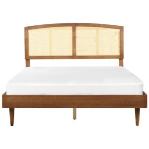 wohnli-moebel-suche-800001908225-1 BETT mit Lattenrost 160/200 cm Gummibaumholz Braun Varzy Holz Beliani Möbel > Betten Braun