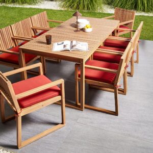 GARTENMÖBEL-SET 8-Sitzer Rot zertifiziertes Akazienholz Sassari Premium Holz Beliani Garten & Outdoor > Gartenmöbel > Gartenmöbel-Sets Braun