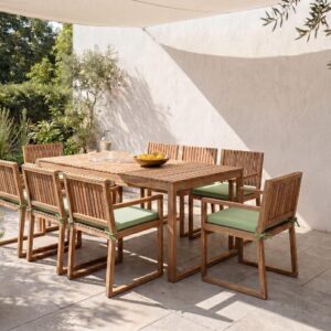 GARTENMÖBEL-SET 8-Sitzer Hellgrün zertifiziertes Akazienholz Sassari Premium Holz Beliani Garten & Outdoor > Gartenmöbel > Gartenmöbel-Sets Braun
