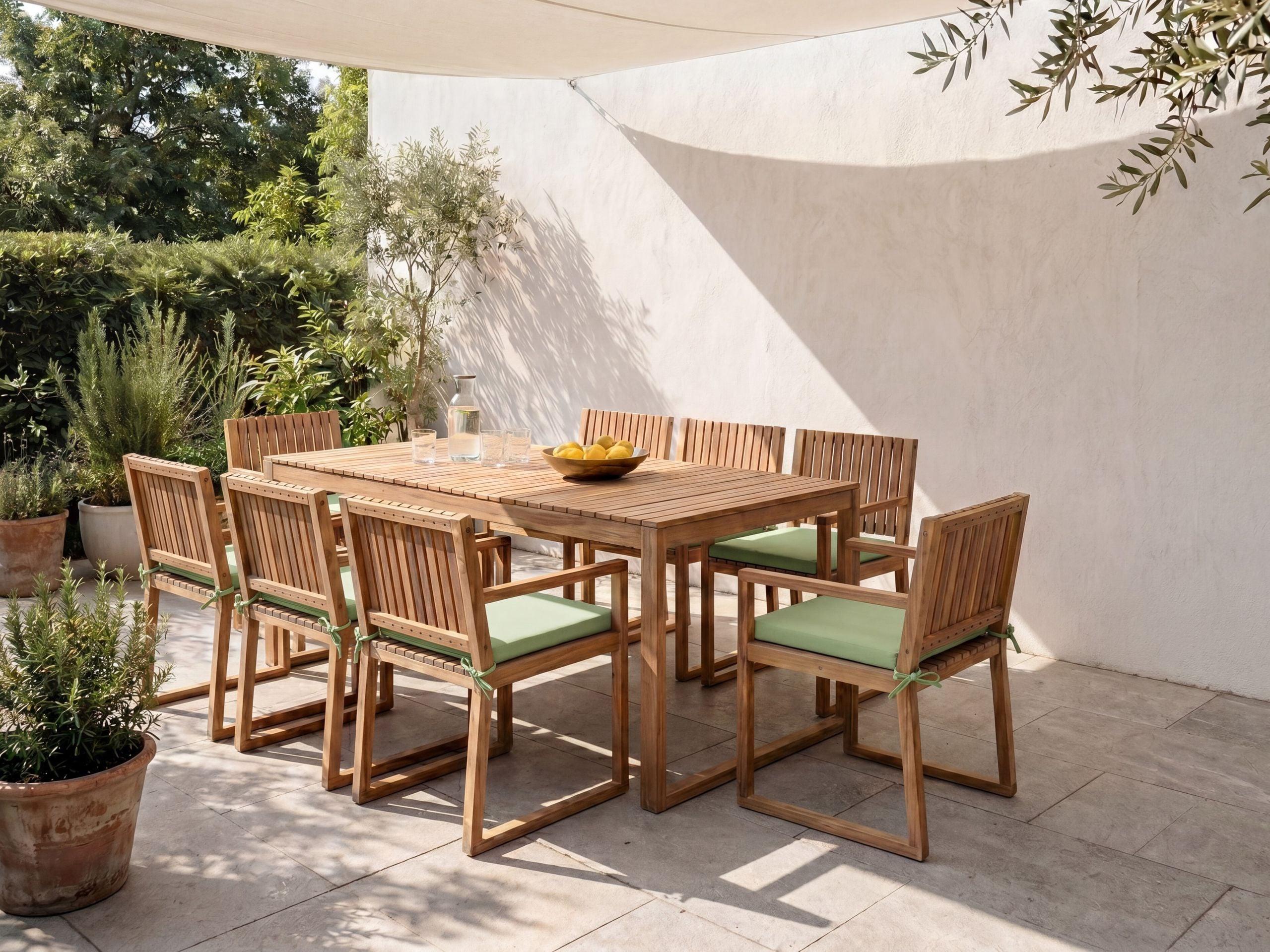 GARTENMÖBEL-SET 8-Sitzer Hellgrün zertifiziertes Akazienholz Sassari Premium Holz Beliani Garten & Outdoor > Gartenmöbel > Gartenmöbel-Sets Braun