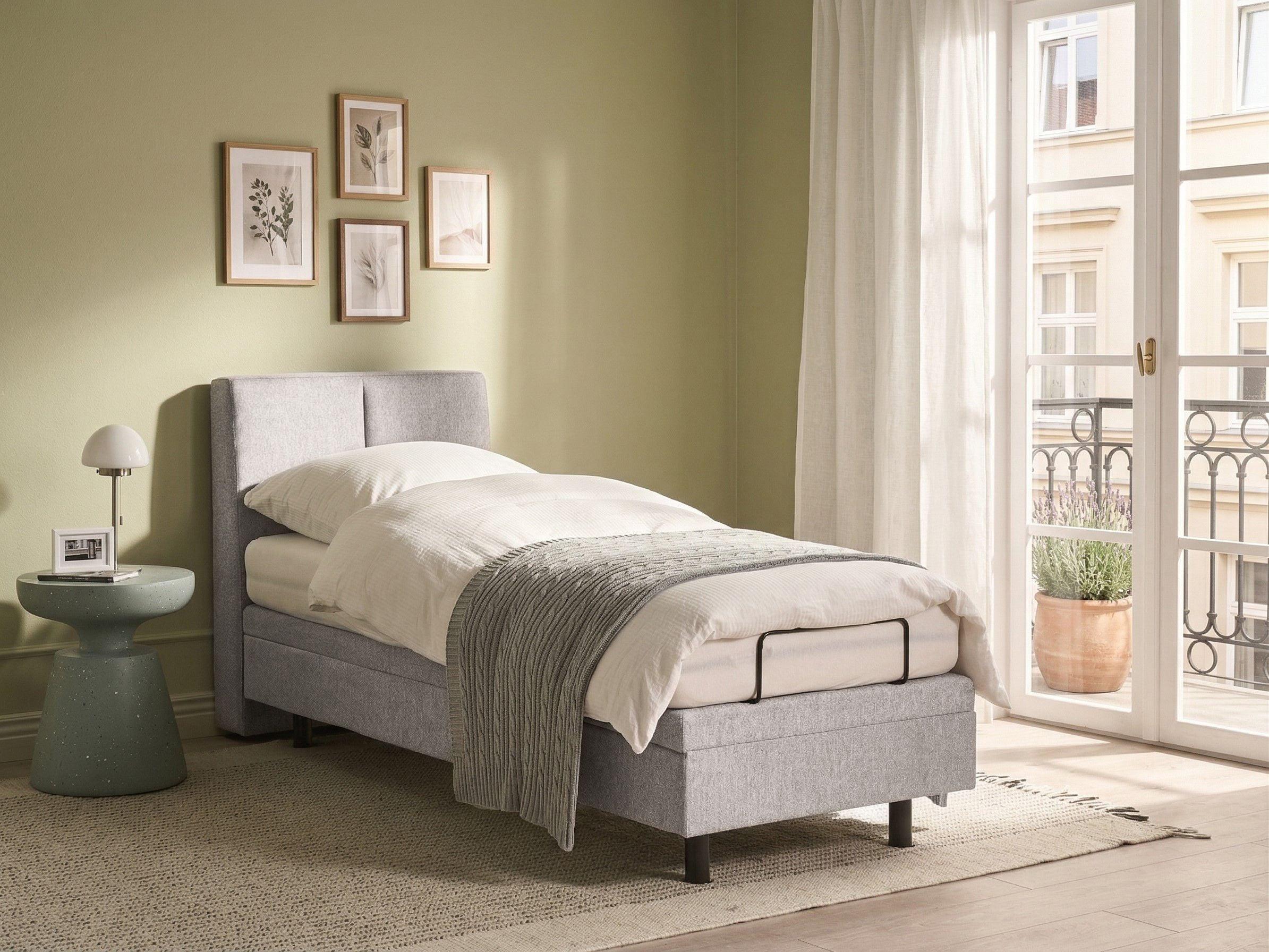 BETT verstellbar 80/200 cm Stoff Hellgrau Viceroy Textil Beliani Möbel > Betten Grau