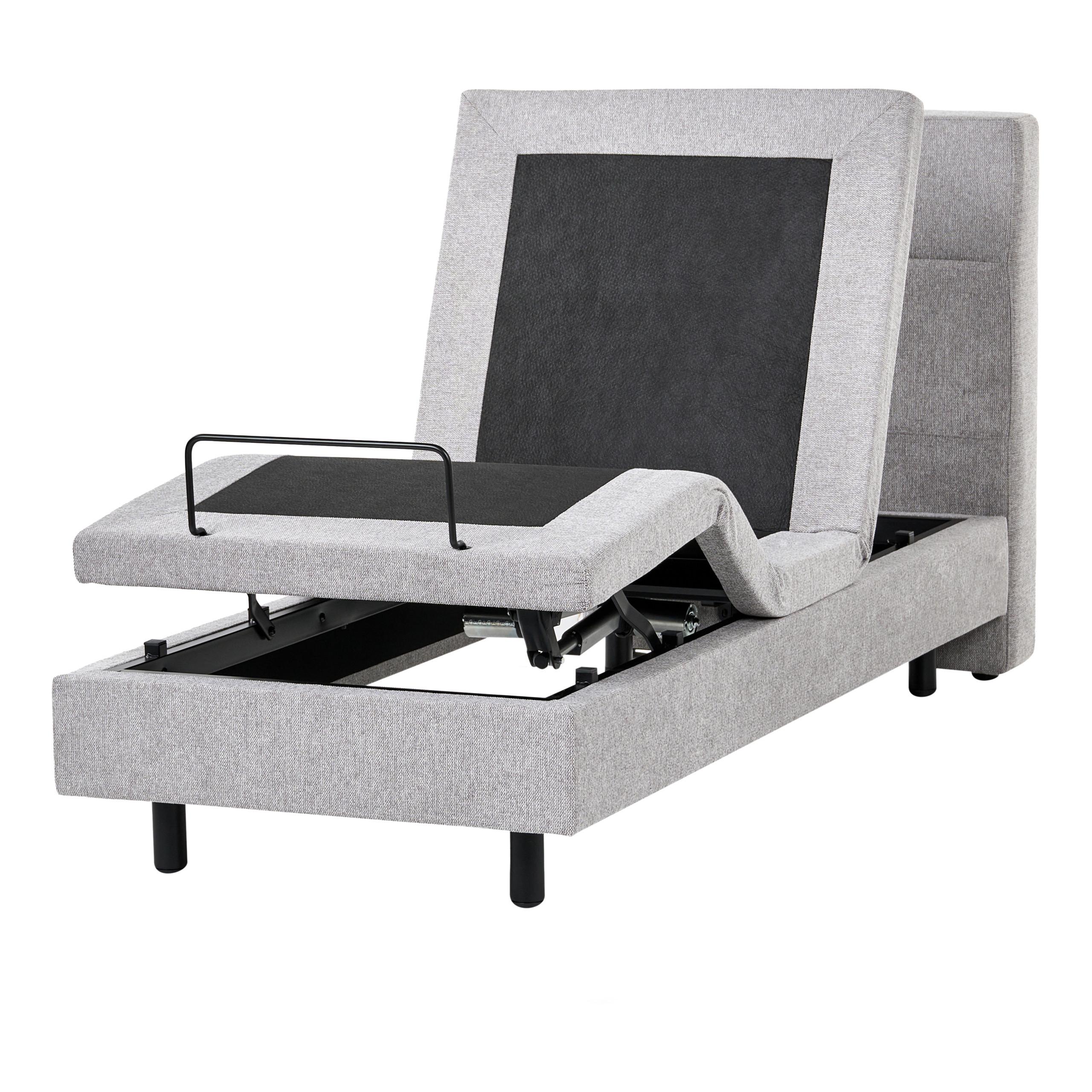 Wohnli Möbelsuche - BETT verstellbar 80/200 cm Stoff Hellgrau Viceroy