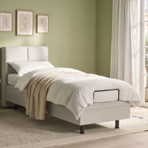 wohnli-moebel-suche-800001908359-1 BETT verstellbar 80/200 cm Stoff Hellbeige Viceroy Textil Beliani Möbel > Betten Beige