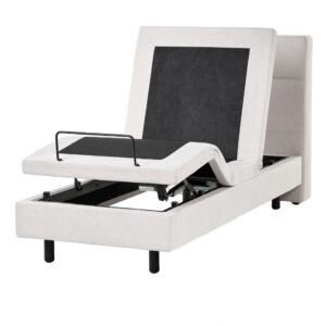 wohnli-moebel-suche-800001908359 Wohnli Möbelsuche - BETT verstellbar 80/200 cm Stoff Hellbeige Viceroy