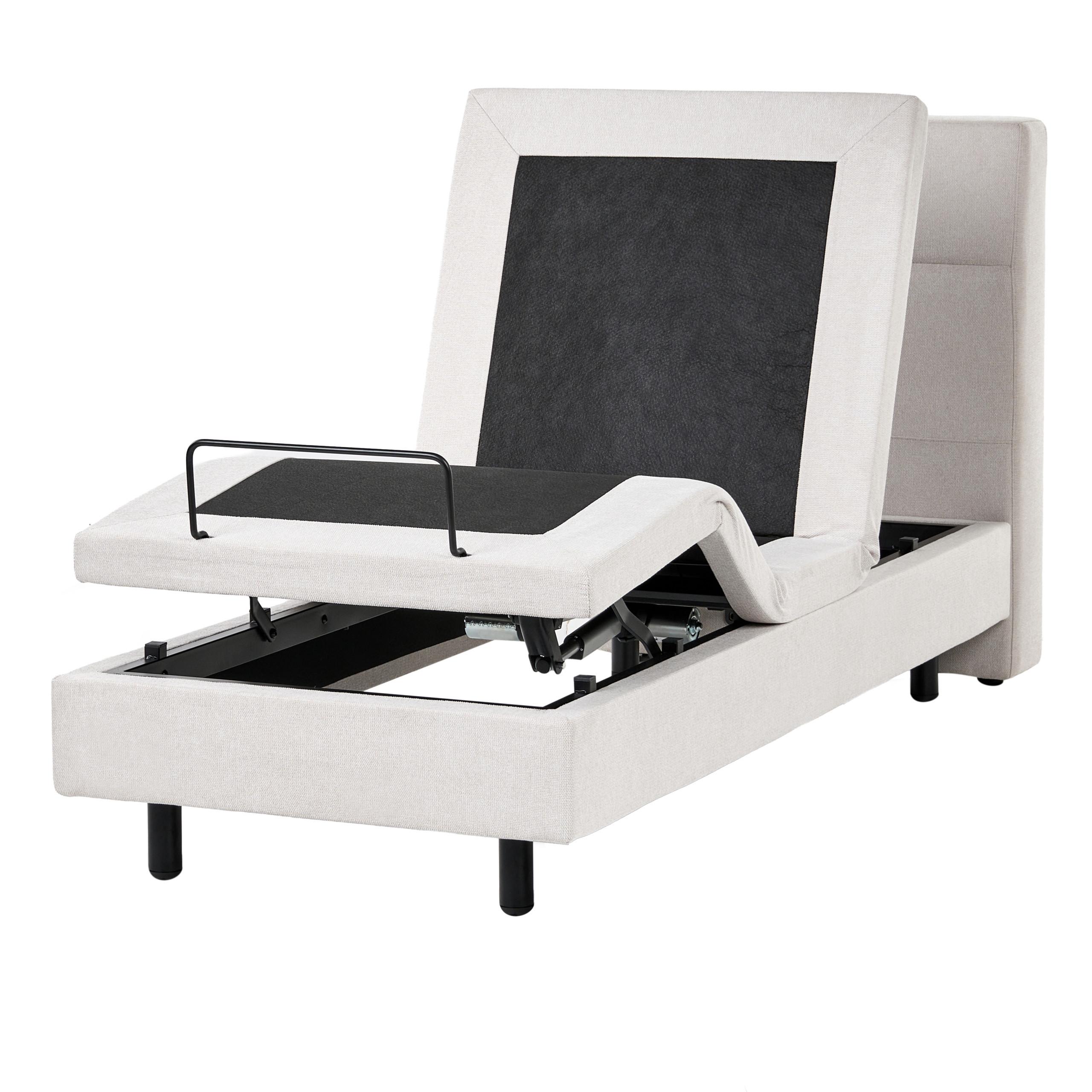 Wohnli Möbelsuche - BETT verstellbar 80/200 cm Stoff Hellbeige Viceroy