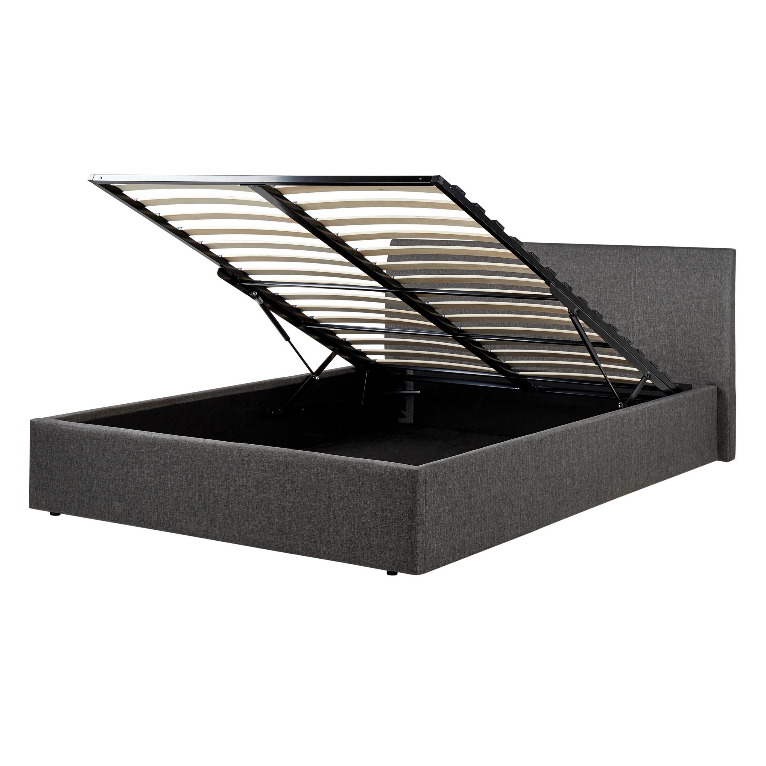 Wohnli Möbelsuche - BETT mit Stauraum 140/200 cm Stoff Grau Orbey