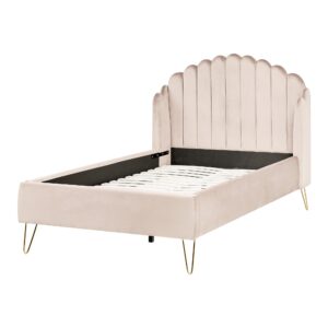 BETT mit Lattenrost 120/200 cm Stoff Hellbeige Ambillou Textil Beliani Möbel > Betten Beige