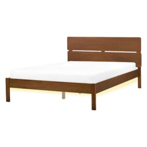 wohnli-moebel-suche-800001908435 Wohnli Möbelsuche - BETT mit LED 140/200 cm Gummibaumholz Braun Boisset