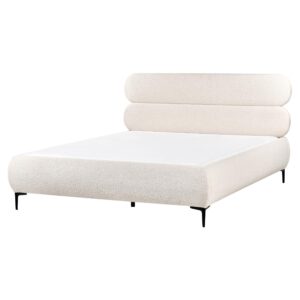 wohnli-moebel-suche-800001908444-1 BETT mit Lattenrost 160/200 cm Bouclé Cremeweiß Lessay Textil Beliani Möbel > Betten Weiß