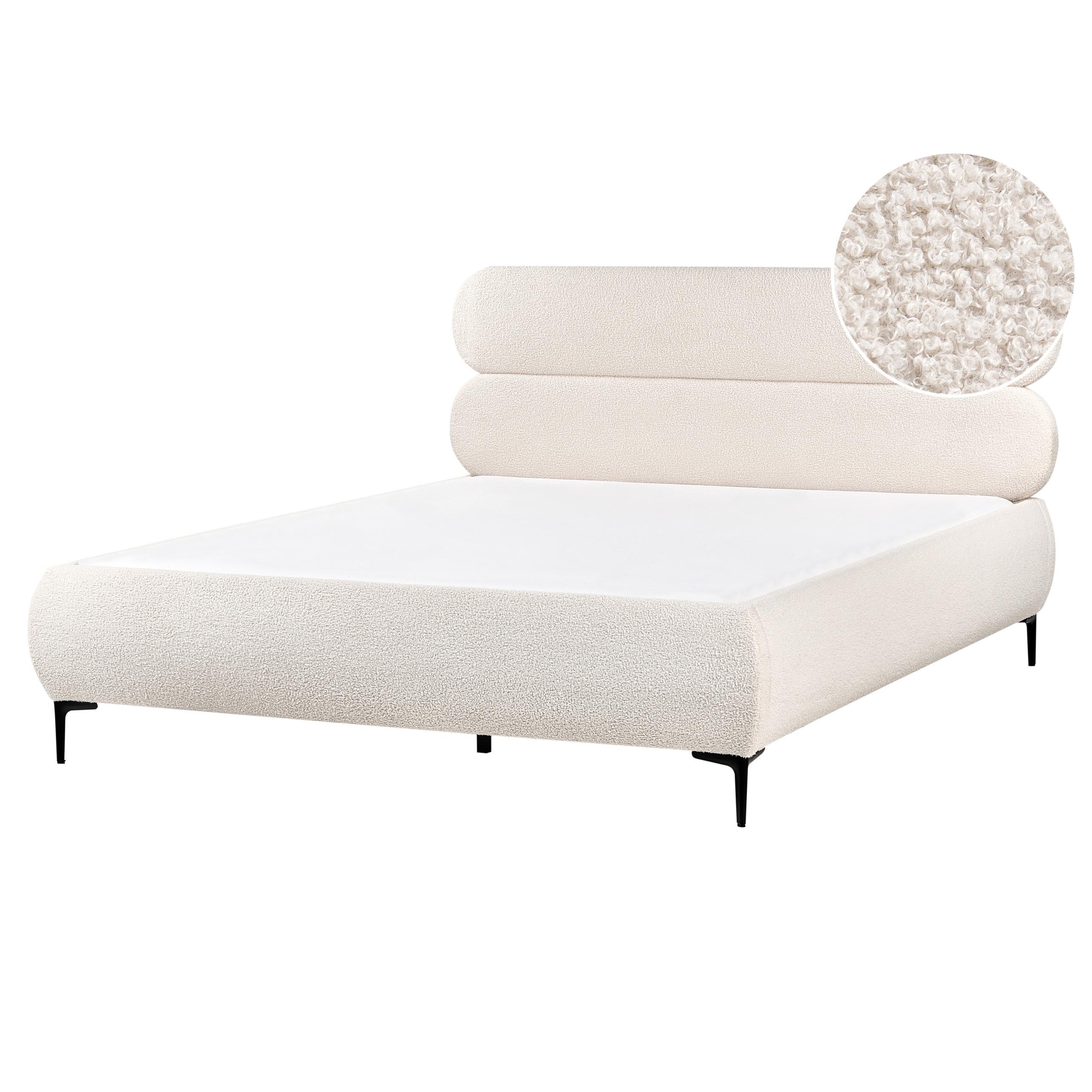 wohnli-moebel-suche-800001908444 Wohnli Möbelsuche - BETT mit Lattenrost 160/200 cm Bouclé Cremeweiß Lessay