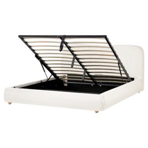 Wohnli Möbelsuche - BETT mit Stauraum 160/200 cm Stoff Cremeweiß Blagnac