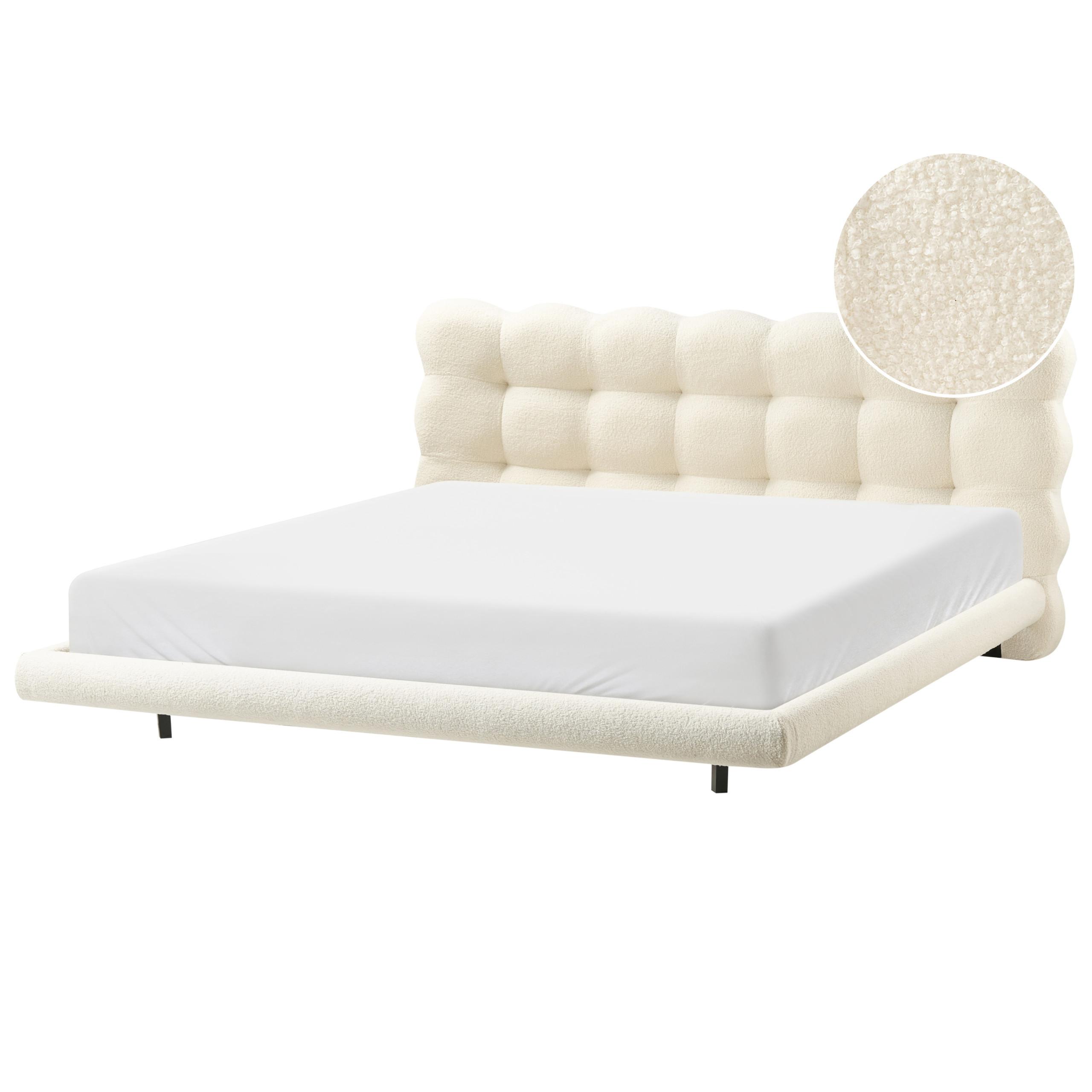 wohnli-moebel-suche-800001908696 Wohnli Möbelsuche - BETT mit Lattenrost 180/200 cm Bouclé Cremeweiß Soulisse