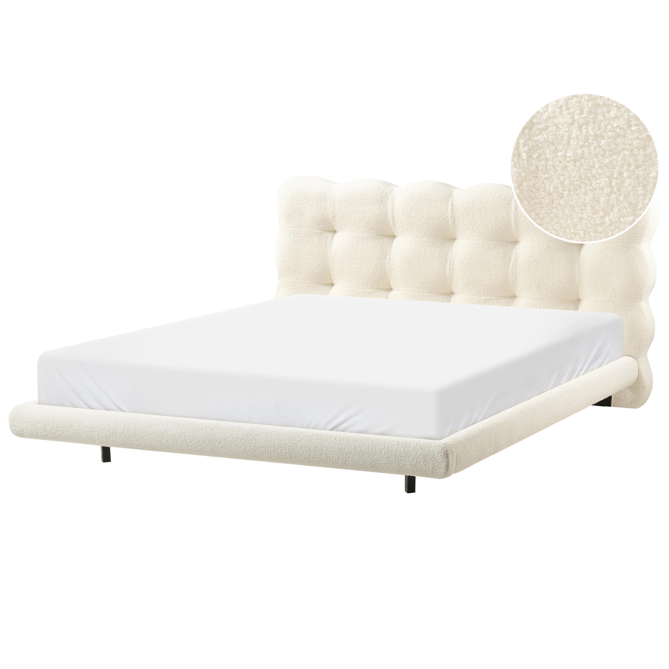wohnli-moebel-suche-800001908699 Wohnli Möbelsuche - BETT mit Lattenrost 160/200 cm Bouclé Cremeweiß Soulisse