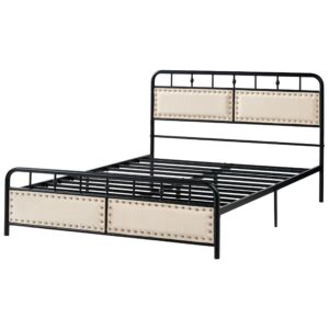 wohnli-moebel-suche-800001908749-1 BETT mit Lattenrost 140/200 cm Eisen Schwarz Breuillet Metall Beliani Möbel > Betten Schwarz