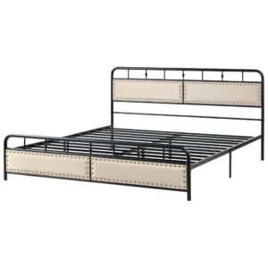 wohnli-moebel-suche-800001908755-1 BETT mit Lattenrost 180/200 cm Eisen Schwarz Breuillet Metall Beliani Möbel > Betten Schwarz