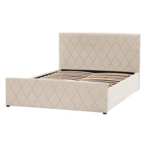 wohnli-moebel-suche-800001909090-1 BETT mit Stauraum 180/200 cm Samtstoff Beige Rochefort Textil Beliani Möbel > Betten Beige