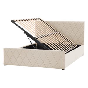 Wohnli Möbelsuche - BETT mit Stauraum 180/200 cm Samtstoff Beige Rochefort
