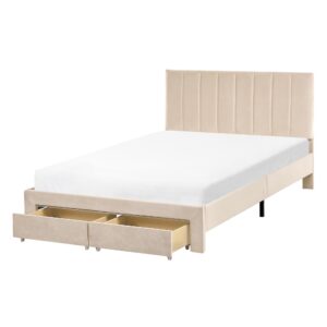 wohnli-moebel-suche-800001909124 Wohnli Möbelsuche - BETT mit Schubladen 120/200 cm Samtstoff Beige Lonzac