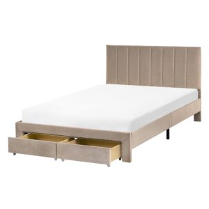wohnli-moebel-suche-800001909129 Wohnli Möbelsuche - BETT mit Schubladen 120/200 cm Samtstoff Taupe Lonzac