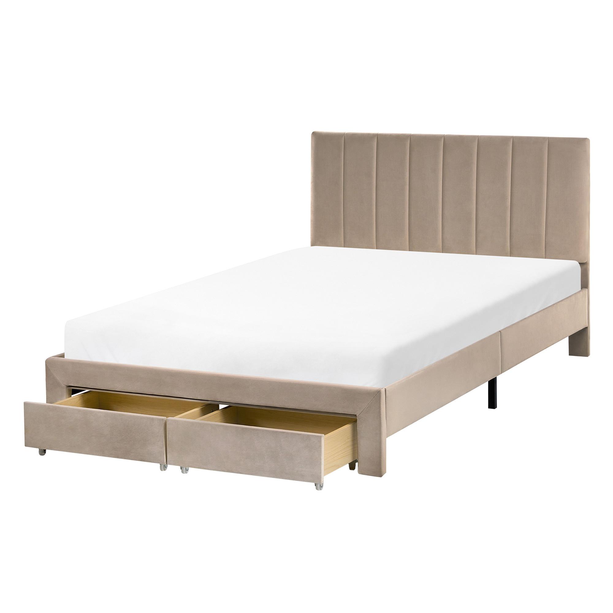 wohnli-moebel-suche-800001909129 Wohnli Möbelsuche - BETT mit Schubladen 120/200 cm Samtstoff Taupe Lonzac