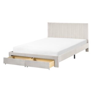 wohnli-moebel-suche-800001909134 Wohnli Möbelsuche - BETT mit Schubladen 140/200 cm Samtstoff Cremeweiß Lonzac
