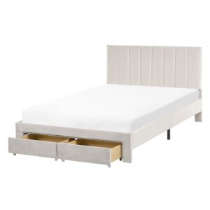 wohnli-moebel-suche-800001909140 Wohnli Möbelsuche - BETT mit Schubladen 120/200 cm Samtstoff Cremeweiß Lonzac