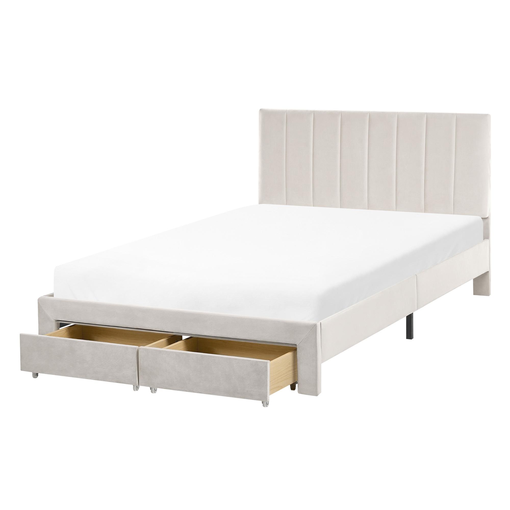 wohnli-moebel-suche-800001909140 Wohnli Möbelsuche - BETT mit Schubladen 120/200 cm Samtstoff Cremeweiß Lonzac