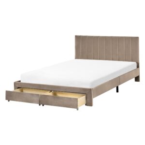 wohnli-moebel-suche-800001909144 Wohnli Möbelsuche - BETT mit Schubladen 140/200 cm Samtstoff Taupe Lonzac