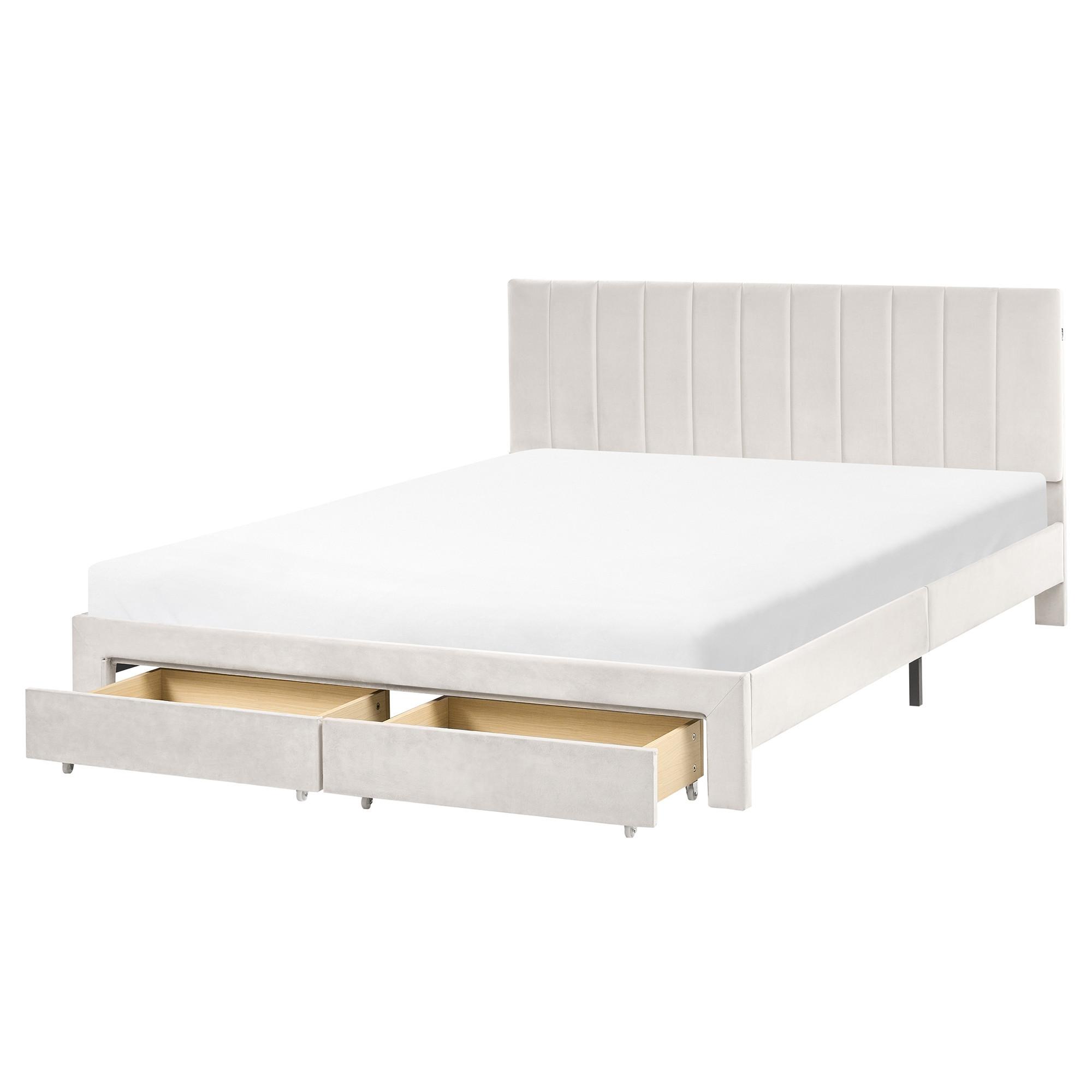 wohnli-moebel-suche-800001909146 Wohnli Möbelsuche - BETT mit Schubladen 160/200 cm Samtstoff Cremeweiß Lonzac