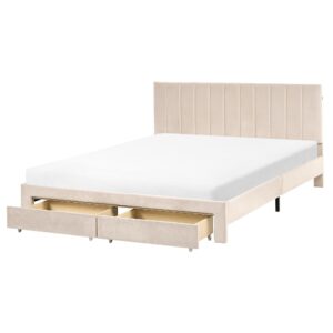 wohnli-moebel-suche-800001909148 Wohnli Möbelsuche - BETT mit Schubladen 160/200 cm Samtstoff Beige Lonzac