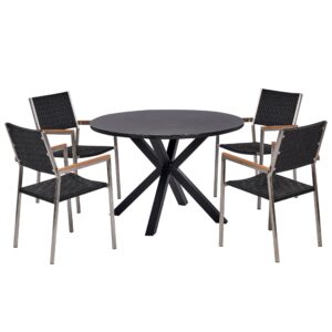 wohnli-moebel-suche-800001909235-1 GARTENMÖBEL-SET 4-Sitzer Schwarz Polyrattan Maletto/grosseto Metall Beliani Garten & Outdoor > Gartenmöbel > Gartenmöbel-Sets Schwarz