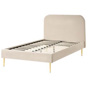 wohnli-moebel-suche-800001909404-1 BETT mit Lattenrost 120/200 cm Samtstoff Hellbeige Flayat Textil Beliani Möbel > Betten Beige