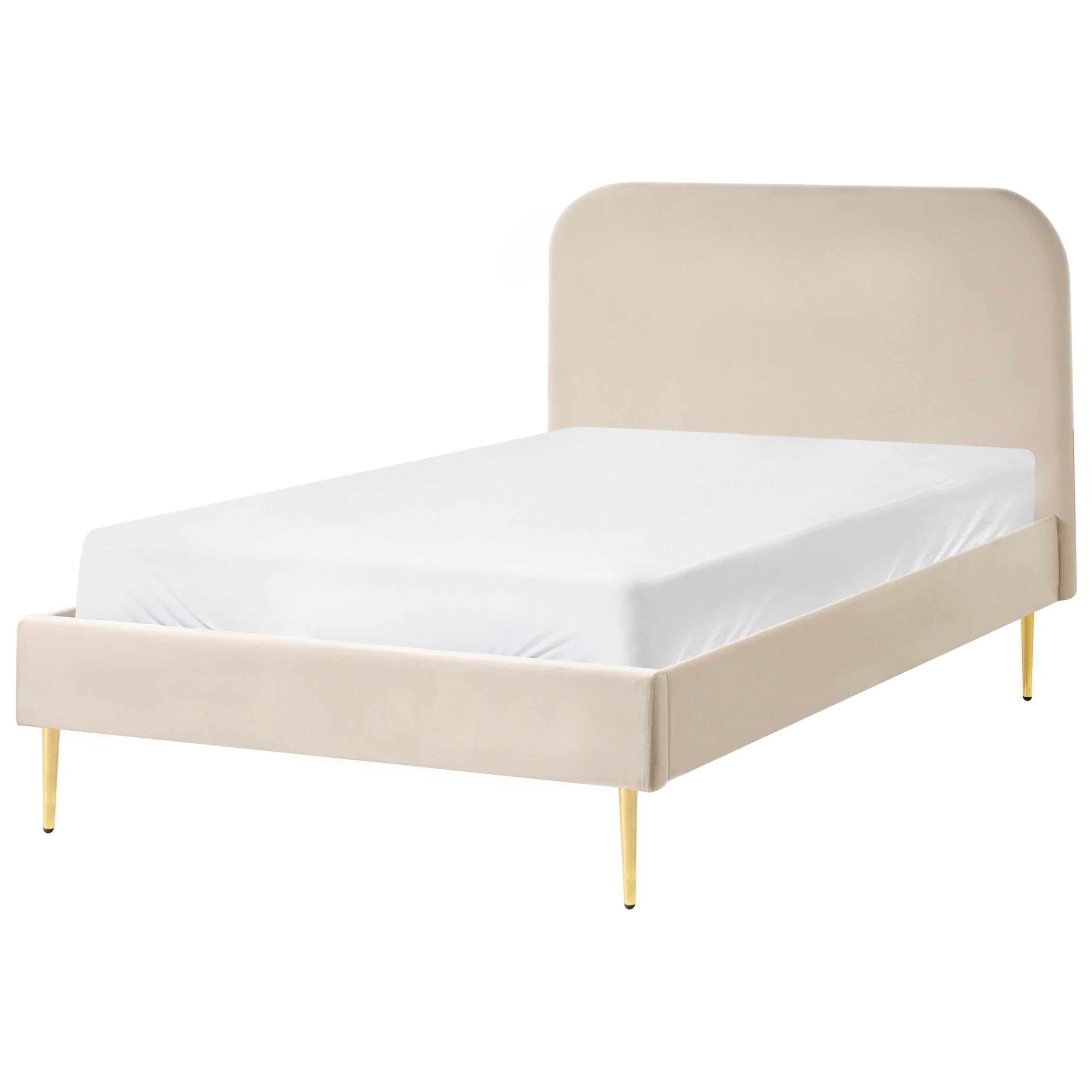 wohnli-moebel-suche-800001909404 Wohnli Möbelsuche - BETT mit Lattenrost 120/200 cm Samtstoff Hellbeige Flayat