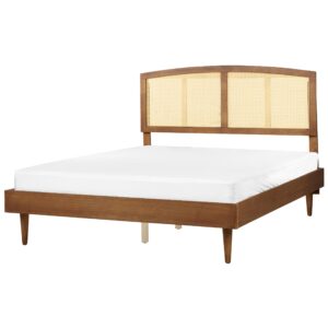 wohnli-moebel-suche-800001909429-1 BETT mit LED 160/200 cm Gummibaumholz Braun Varzy Holz Beliani Möbel > Betten Braun