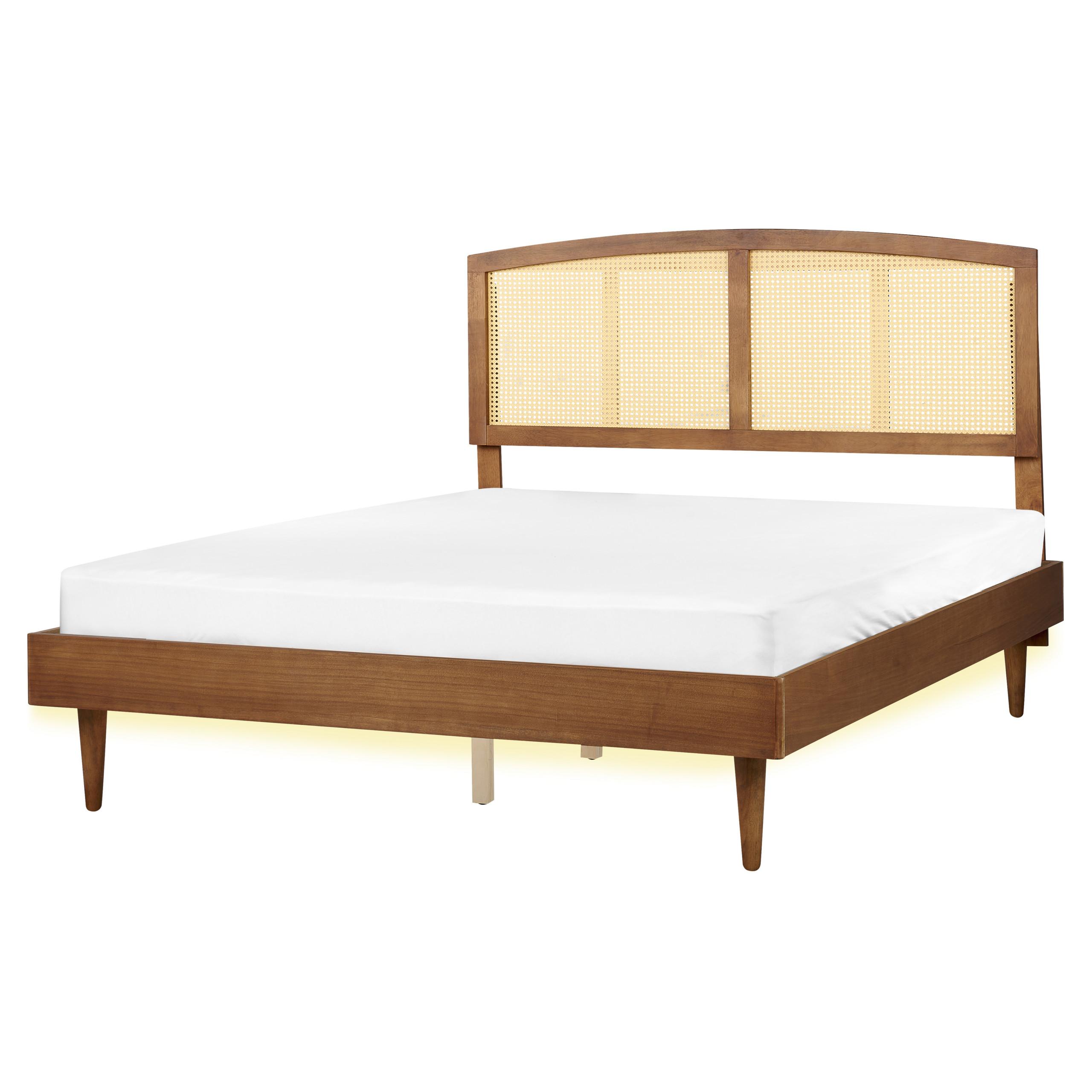 wohnli-moebel-suche-800001909429 Wohnli Möbelsuche - BETT mit LED 160/200 cm Gummibaumholz Braun Varzy