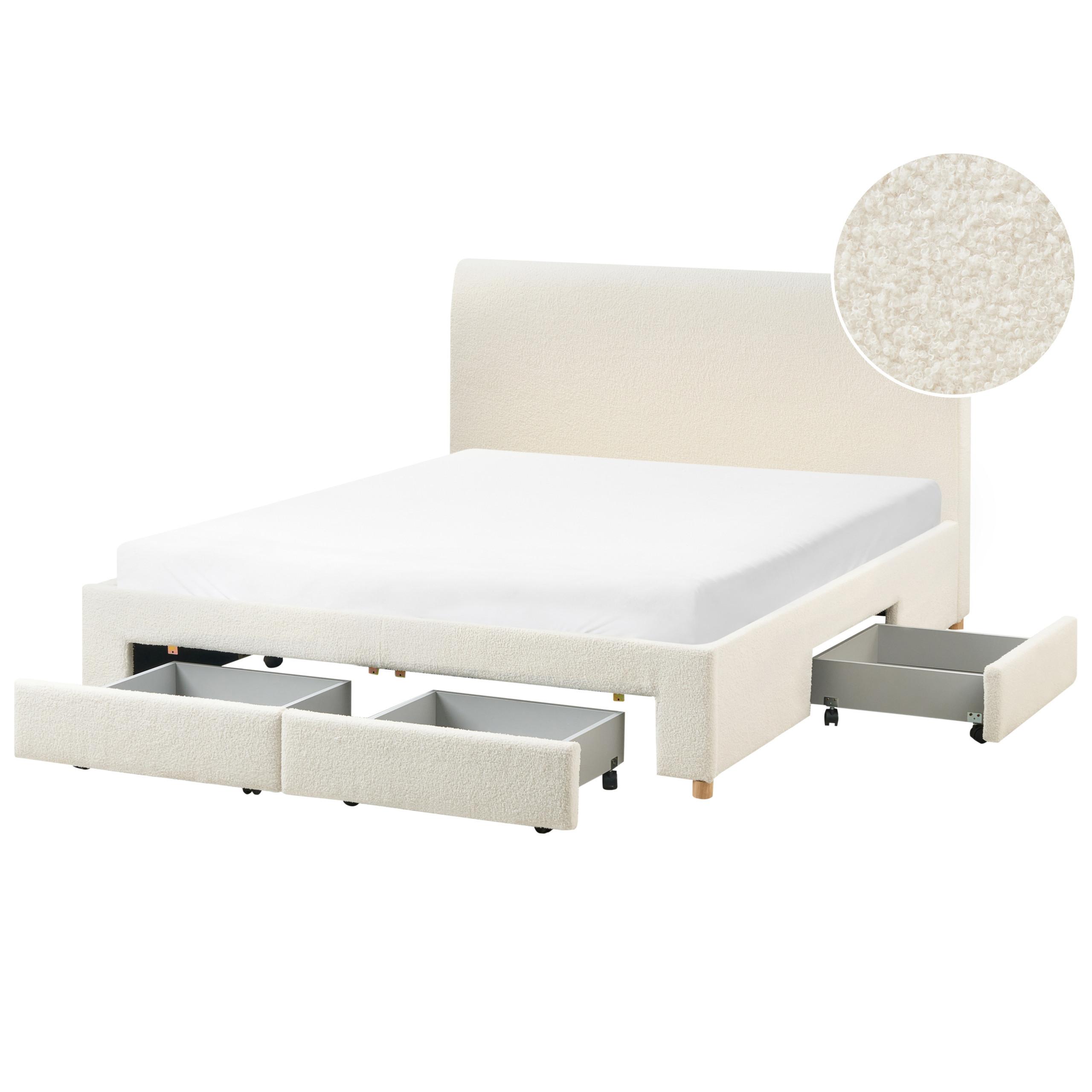 wohnli-moebel-suche-800001909466 Wohnli Möbelsuche - BETT mit Schubladen 160/200 cm Bouclé Hellbraun Soutrin