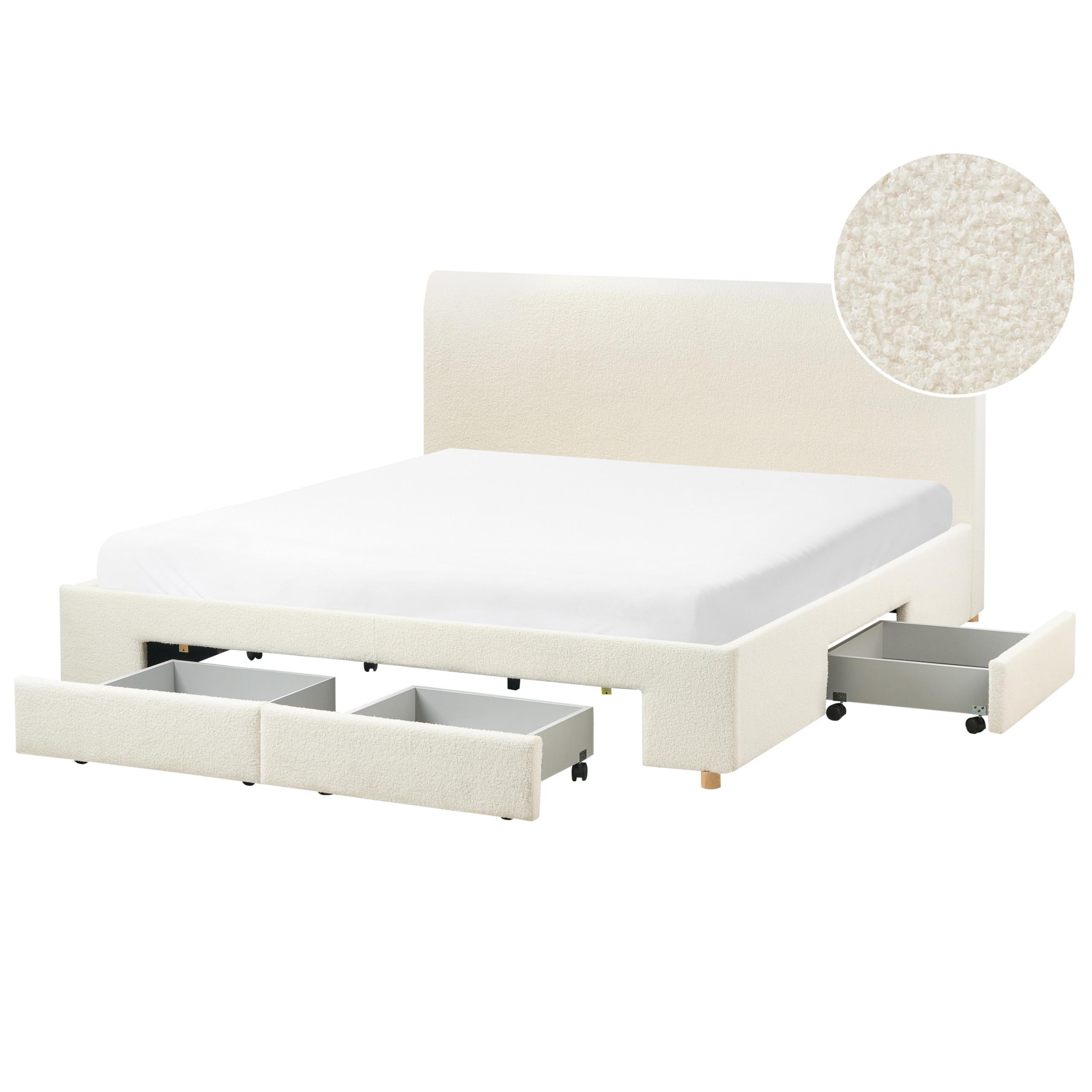 wohnli-moebel-suche-800001909470 Wohnli Möbelsuche - BETT mit Schubladen 180/200 cm Bouclé Hellbraun Soutrin