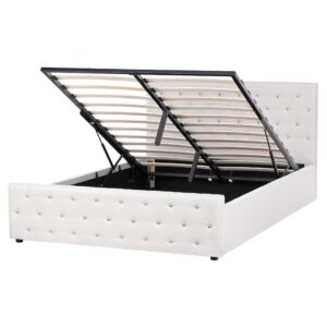Wohnli Möbelsuche - BETT mit Stauraum 160/200 cm Stoff Beige Amiens