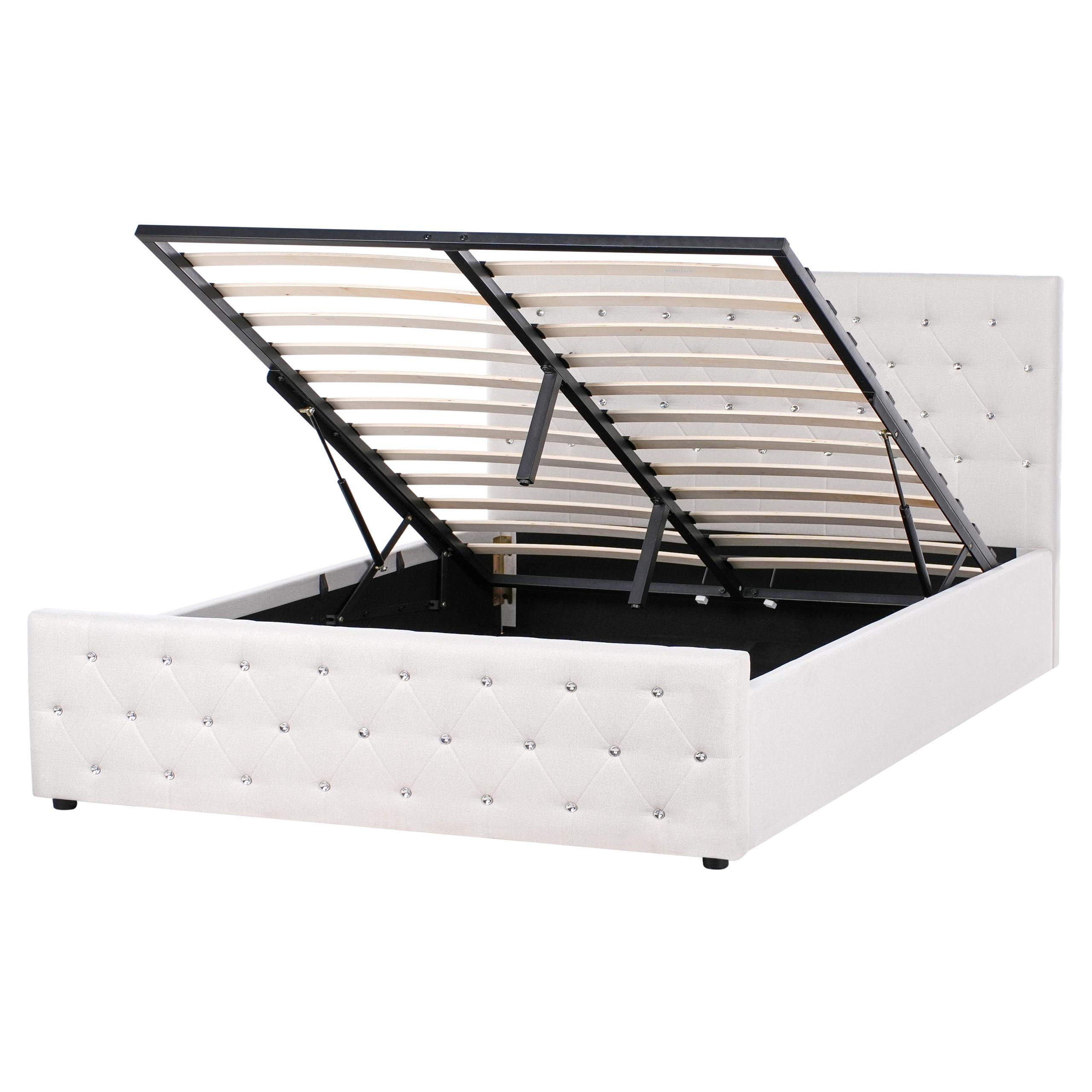 wohnli-moebel-suche-800001909481 Wohnli Möbelsuche - BETT mit Stauraum 160/200 cm Stoff Beige Amiens