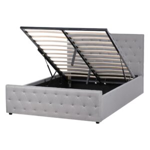 wohnli-moebel-suche-800001909494 Wohnli Möbelsuche - BETT mit Stauraum 140/200 cm Stoff Hellgrau Amiens