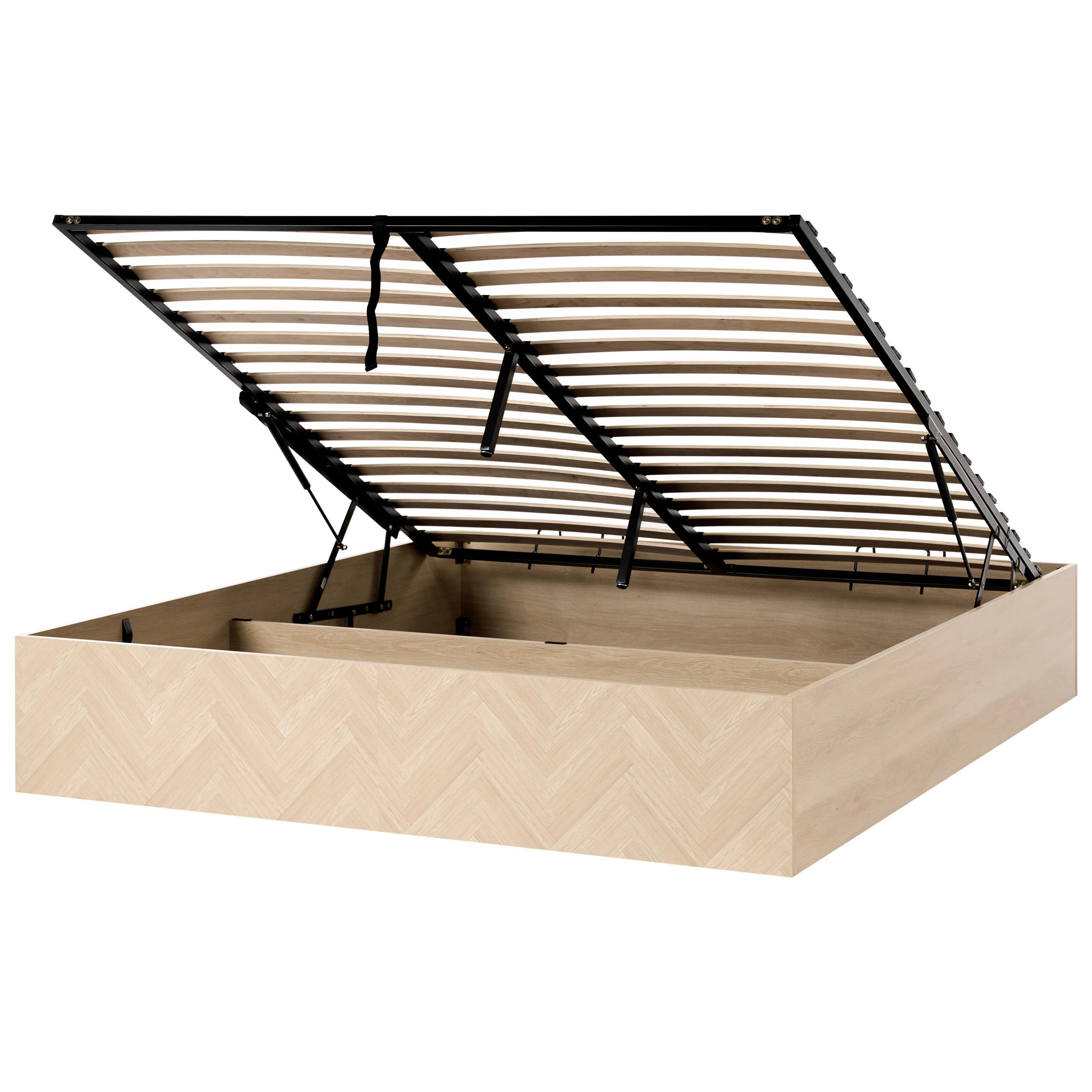 Wohnli Möbelsuche - BETT mit Stauraum ohne Kopfteil 180/200 cm MDF-Platte Hellbraun Etel