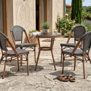 wohnli-moebel-suche-800001909554-1 BISTROTISCH 70/70 cm Sicherheitsglas Grau Rifreddo Kunststoff Beliani Möbel > Tische > Esstische Grau