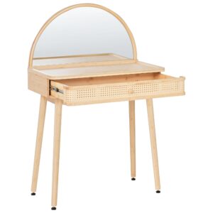 wohnli-moebel-suche-800001909665-1 SCHMINKTISCH mit Spiegel Hellbraun Rancheria Holz Beliani Möbel > Kommoden & Schubladenschränke > Kommoden Braun