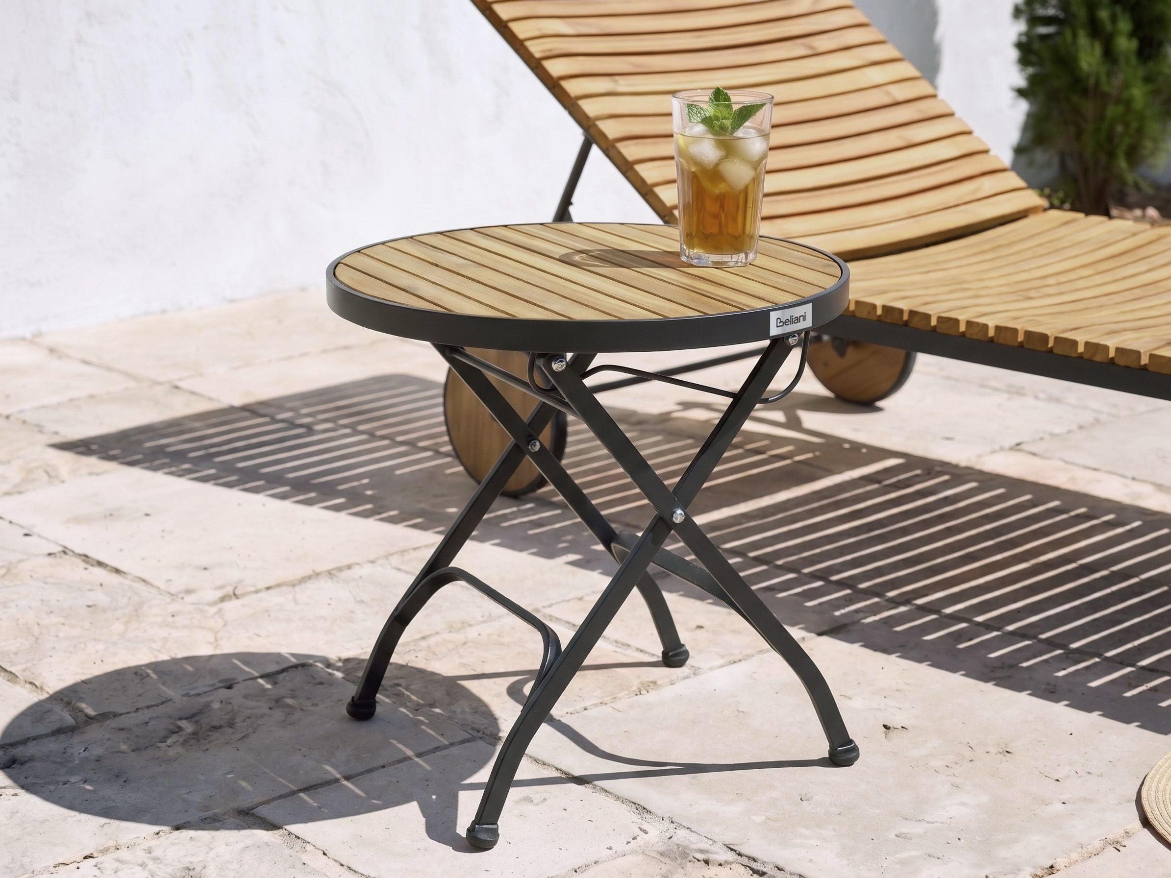 BEISTELLTISCH outdoor 45/45 cm Akazienholz Hellbraun Lascari Holz Beliani Möbel > Tische > Beistelltische Braun