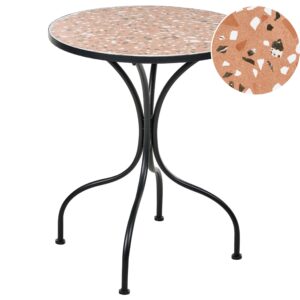 Wohnli Möbelsuche - BISTROTISCH 60/60 cm Terrazzo Optik Metall Schwarz Adrano