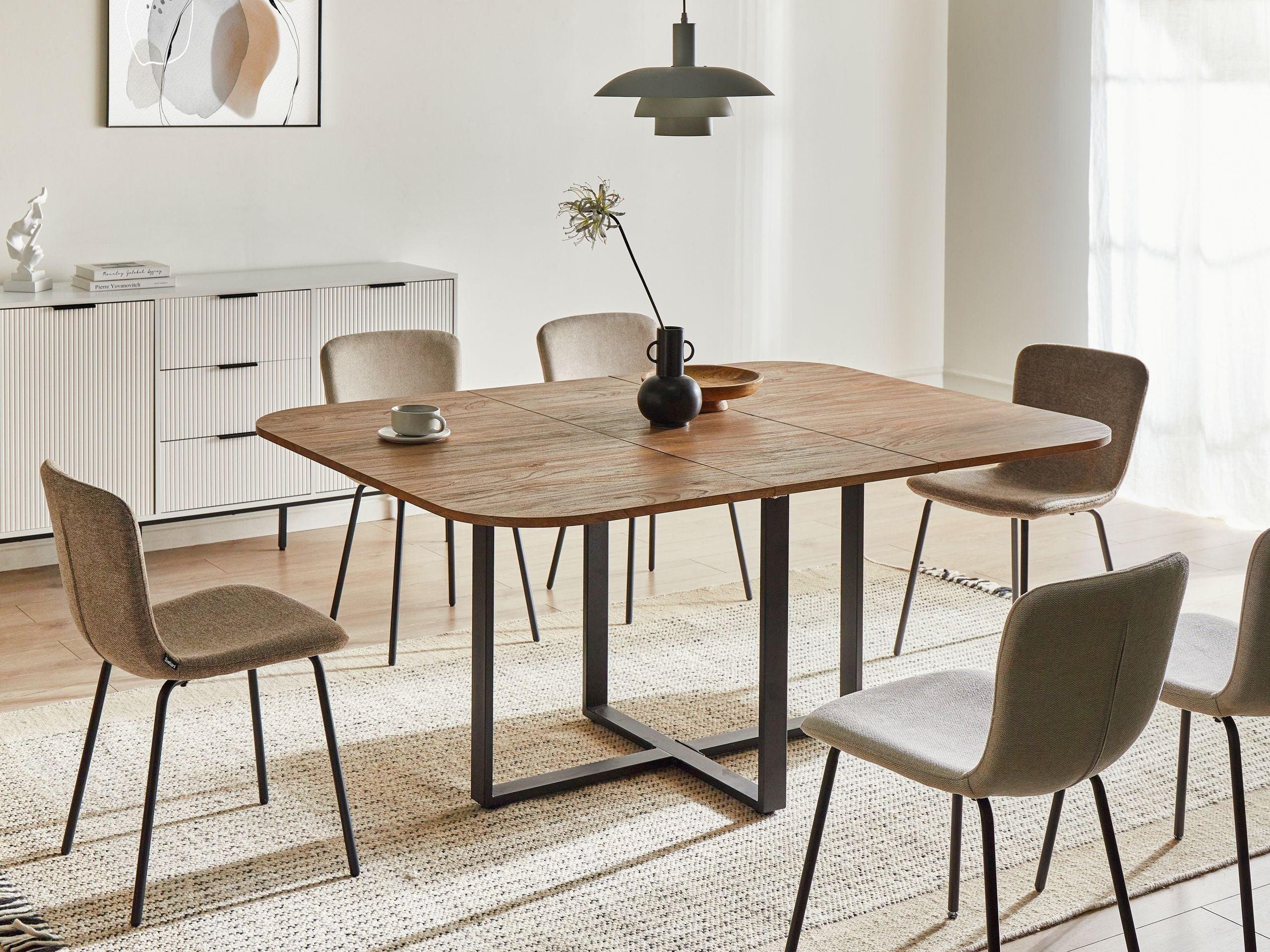 ESSTISCH ausziehbar Braun 120-160/120 cm Cooper Holzwerkstoff Beliani Möbel > Tische > Esstische Braun