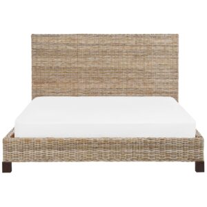 wohnli-moebel-suche-800001909985-1 BETT mit Lattenrost 180/200 cm Rattan Naturfarben Salbris Naturmaterialien Beliani Möbel > Betten Braun